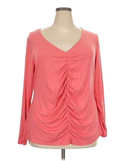 Pre-owned Ava & Viv Long Sleeve Blouse In Pink