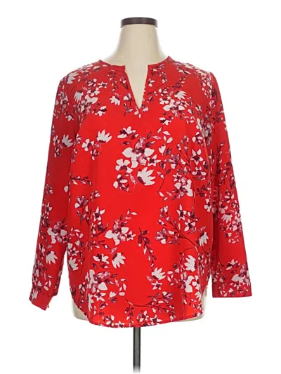 Pre-owned Ava & Viv Long Sleeve Blouse In Red