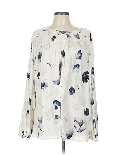 Pre-owned Ava & Viv Long Sleeve Blouse In White