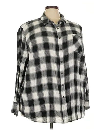 Pre-owned Ava & Viv Long Sleeve Button Down Shirt In Black