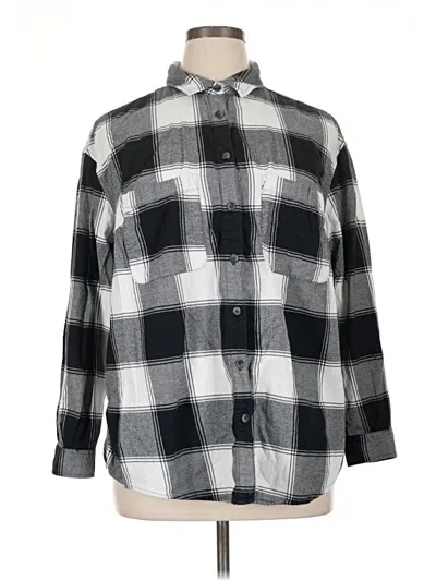 Pre-owned Ava & Viv Long Sleeve Button Down Shirt In Black