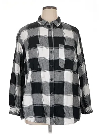 Pre-owned Ava & Viv Long Sleeve Button Down Shirt In Black