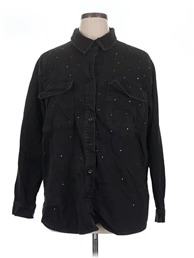 Pre-owned Ava & Viv Long Sleeve Button Down Shirt In Black