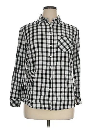 Pre-owned Ava & Viv Long Sleeve Button Down Shirt In Black