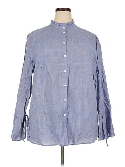 Pre-owned Ava & Viv Long Sleeve Button Down Shirt In Blue