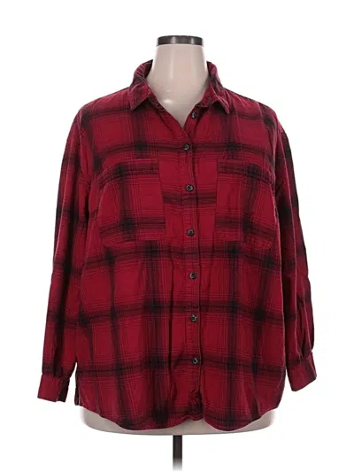 Pre-owned Ava & Viv Long Sleeve Button Down Shirt In Red