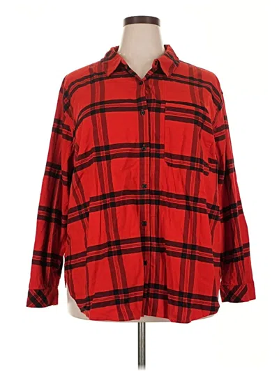 Pre-owned Ava & Viv Long Sleeve Button Down Shirt In Red
