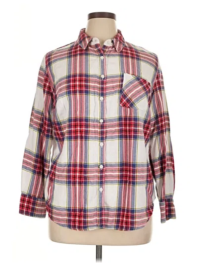 Pre-owned Ava & Viv Long Sleeve Button Down Shirt In Red