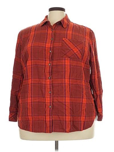 Pre-owned Ava & Viv Long Sleeve Button Down Shirt In Red
