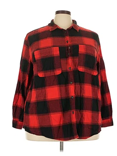 Pre-owned Ava & Viv Long Sleeve Button Down Shirt In Red