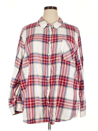 Pre-owned Ava & Viv Long Sleeve Button Down Shirt In Red