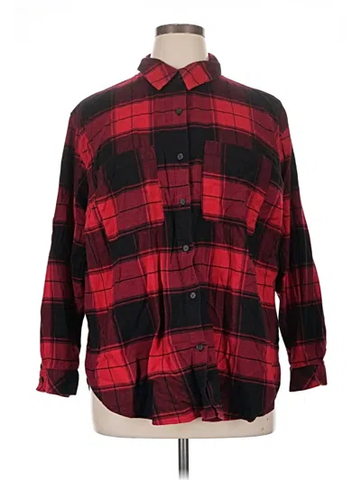 Pre-owned Ava & Viv Long Sleeve Button Down Shirt In Red