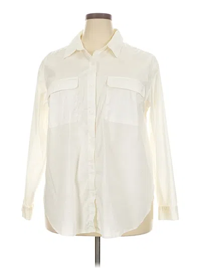 Pre-owned Ava & Viv Long Sleeve Button Down Shirt In White