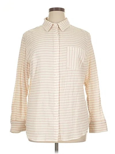 Pre-owned Ava & Viv Long Sleeve Button Down Shirt In White