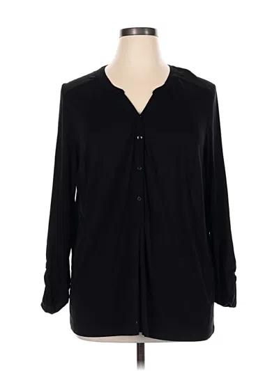 Pre-owned Ava & Viv Long Sleeve Henley Shirt In Black