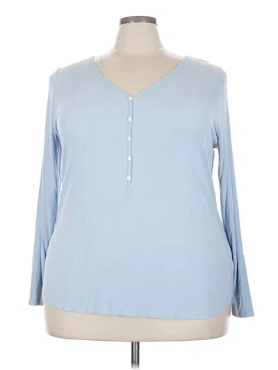 Pre-owned Ava & Viv Long Sleeve Henley Shirt In Blue