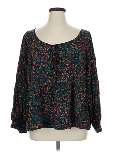 Pre-owned Ava & Viv Long Sleeve Henley Shirt In Teal