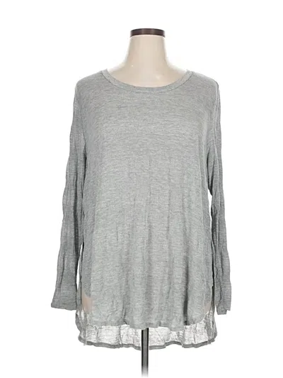 Pre-owned Ava & Viv Long Sleeve Top Gray Crew Neck Tops