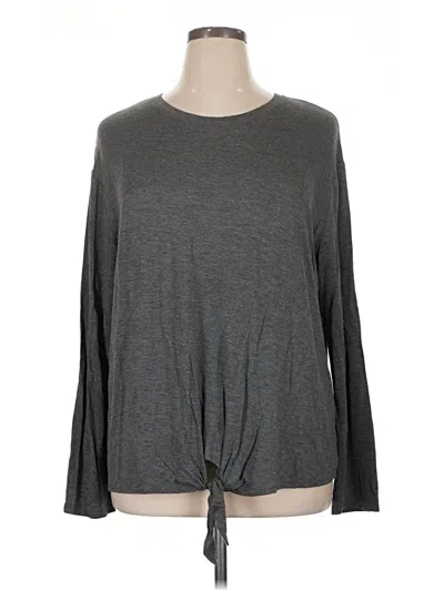 Pre-owned Ava & Viv Long Sleeve Top Gray Crew Neck Tops