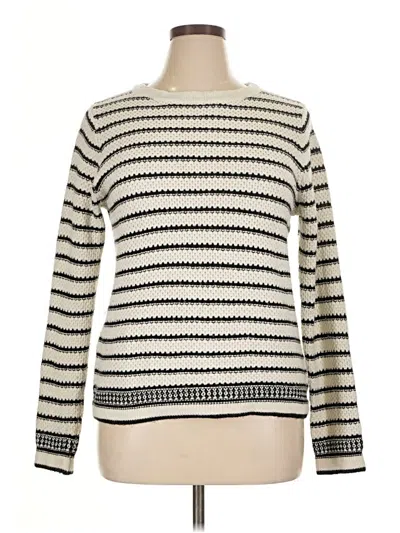 Pre-owned Ava & Viv Long Sleeve Top Ivory Boatneck Tops In White