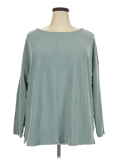 Pre-owned Ava & Viv Long Sleeve Top Teal Boatneck Tops