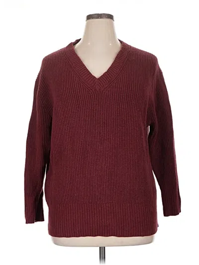 Pre-owned Ava & Viv Pullover Sweater In Burgundy