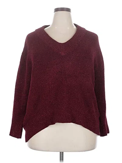 Pre-owned Ava & Viv Pullover Sweater In Burgundy