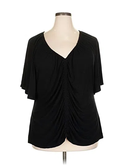 Pre-owned Ava & Viv Short Sleeve Blouse In Black