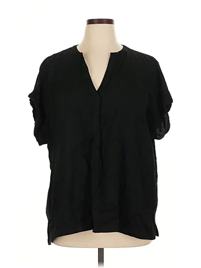 Pre-owned Ava & Viv Short Sleeve Blouse In Black