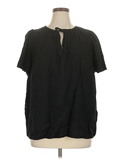 Pre-owned Ava & Viv Short Sleeve Blouse In Black