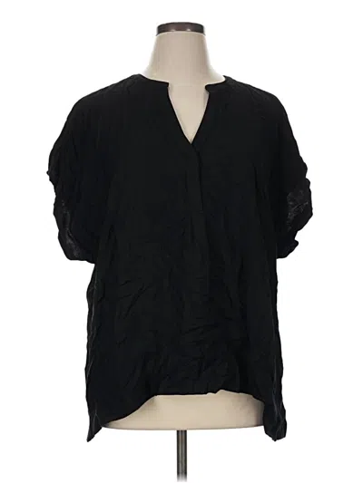 Pre-owned Ava & Viv Short Sleeve Blouse In Black