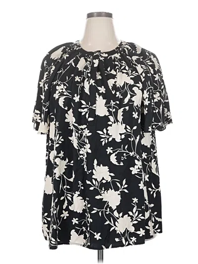 Pre-owned Ava & Viv Short Sleeve Blouse In Black