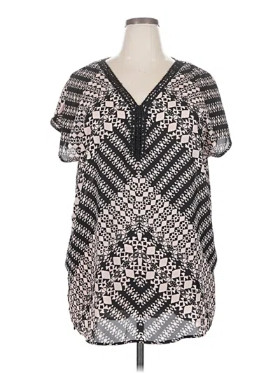 Pre-owned Ava & Viv Short Sleeve Blouse In Black