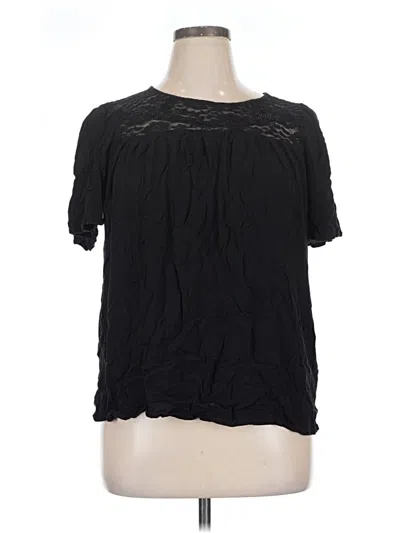 Pre-owned Ava & Viv Short Sleeve Blouse In Black