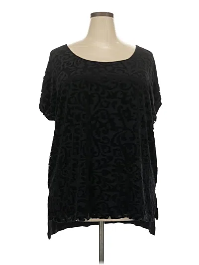 Pre-owned Ava & Viv Short Sleeve Blouse In Black