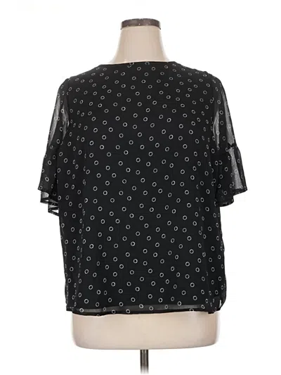 Pre-owned Ava & Viv Short Sleeve Blouse In Black