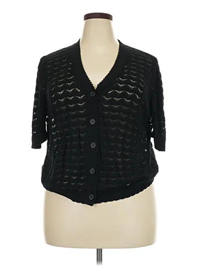 Pre-owned Ava & Viv Short Sleeve Blouse In Black