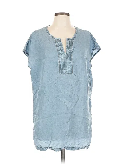 Pre-owned Ava & Viv Short Sleeve Blouse In Blue