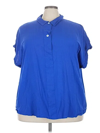 Pre-owned Ava & Viv Short Sleeve Blouse In Blue