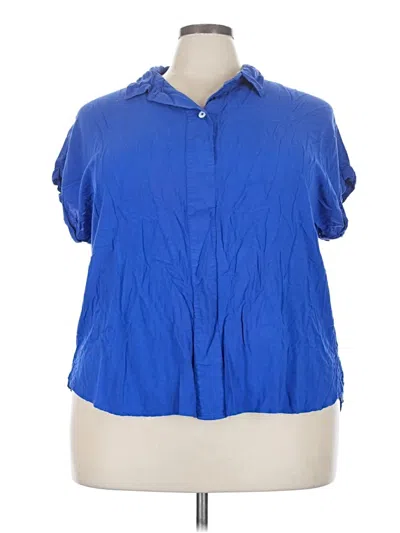Pre-owned Ava & Viv Short Sleeve Blouse In Blue