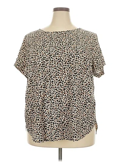 Pre-owned Ava & Viv Short Sleeve Blouse In Brown