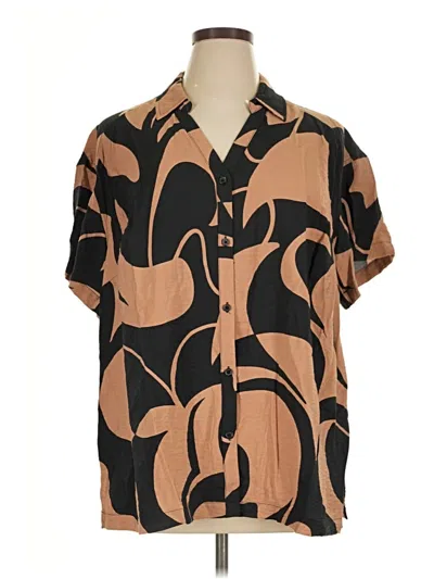 Pre-owned Ava & Viv Short Sleeve Blouse In Brown
