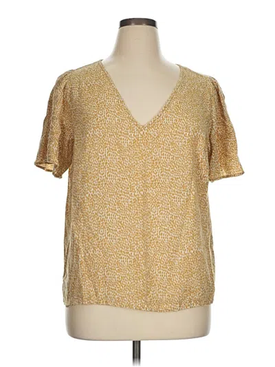 Pre-owned Ava & Viv Short Sleeve Blouse In Gold