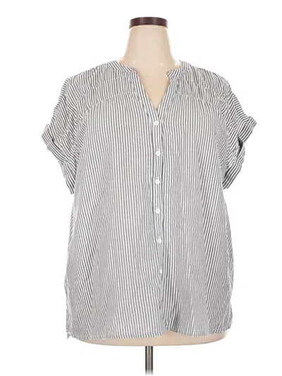 Pre-owned Ava & Viv Short Sleeve Blouse In Gray