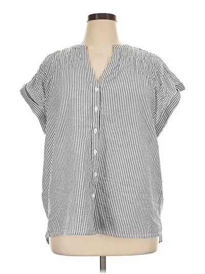 Pre-owned Ava & Viv Short Sleeve Blouse In Gray