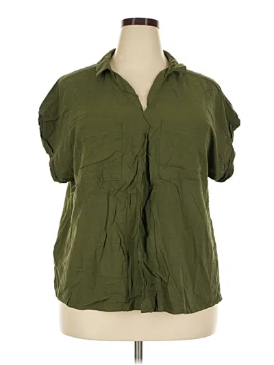 Pre-owned Ava & Viv Short Sleeve Blouse In Green