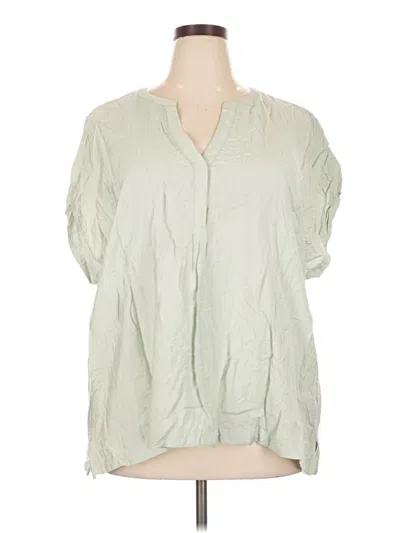 Pre-owned Ava & Viv Short Sleeve Blouse In Green
