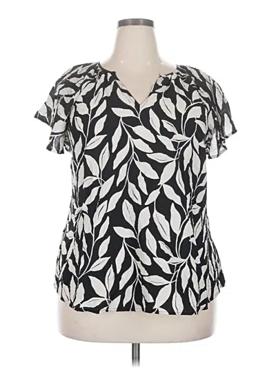 Pre-owned Ava & Viv Short Sleeve Blouse In Ivory
