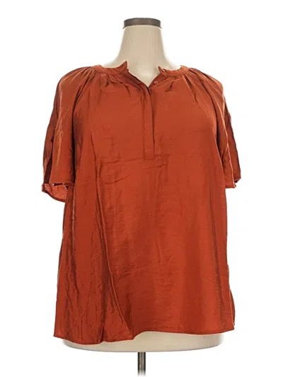 Pre-owned Ava & Viv Short Sleeve Blouse In Orange
