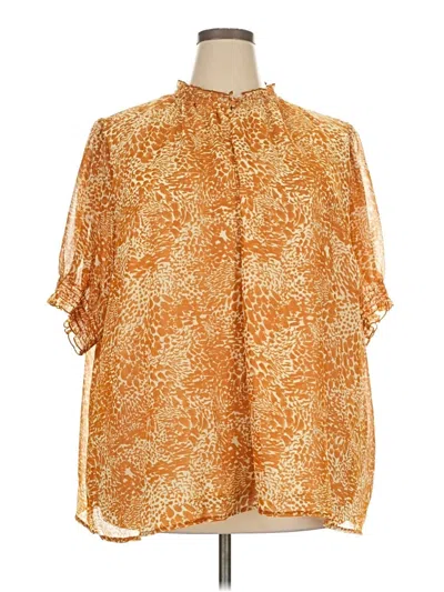Pre-owned Ava & Viv Short Sleeve Blouse In Orange